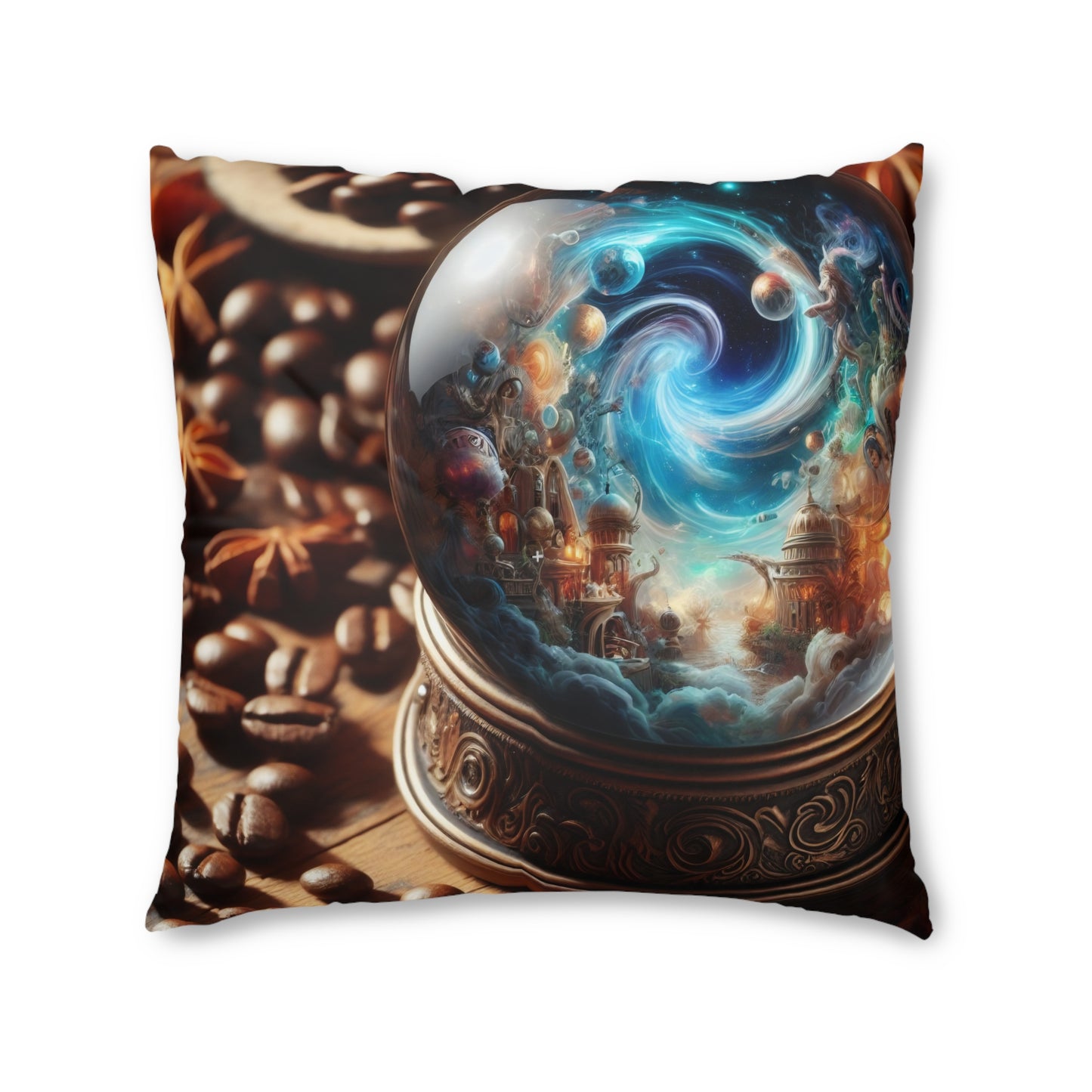 Kudde | Golvkudde | Tuftad | Fyrkantig | Kosmisk Fantasy | Snöglob | Cosmarium