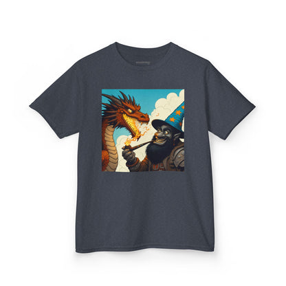 Camiseta | Camiseta Infantil | Algodão Pesado | Fantasia Épica | Duelo de Magia | Dragão