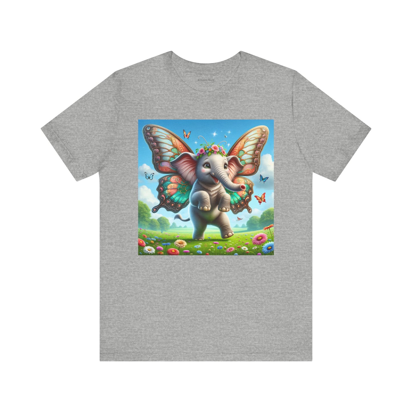 T-Shirt | Unisex | Kaos Jersey | Lengan Pendek | Fantasi Mitologi | Gajah Kupu-kupu