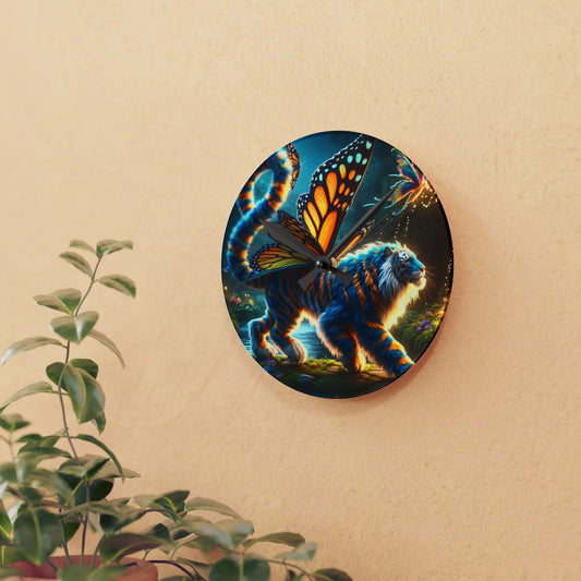 Wall Clock | Acrylic | Round or Square | Magical Realism | Forest Deity | Tiger