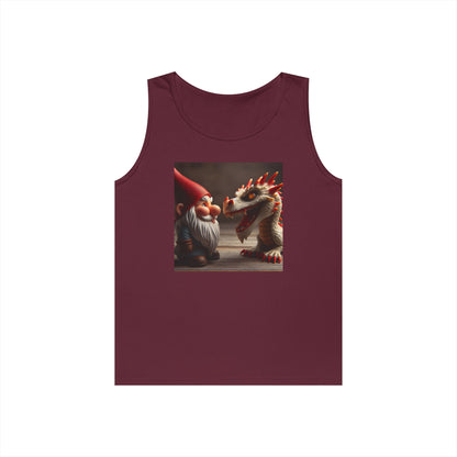 Camiseta de tirantes | Unisex | Algodón grueso | Fantasía Mitológica | Gnomo y Dragón
