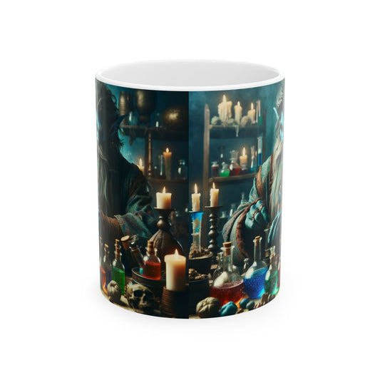 Taza | Cerámica | Blanca | Fantasía Alquímica | Djinn Azul