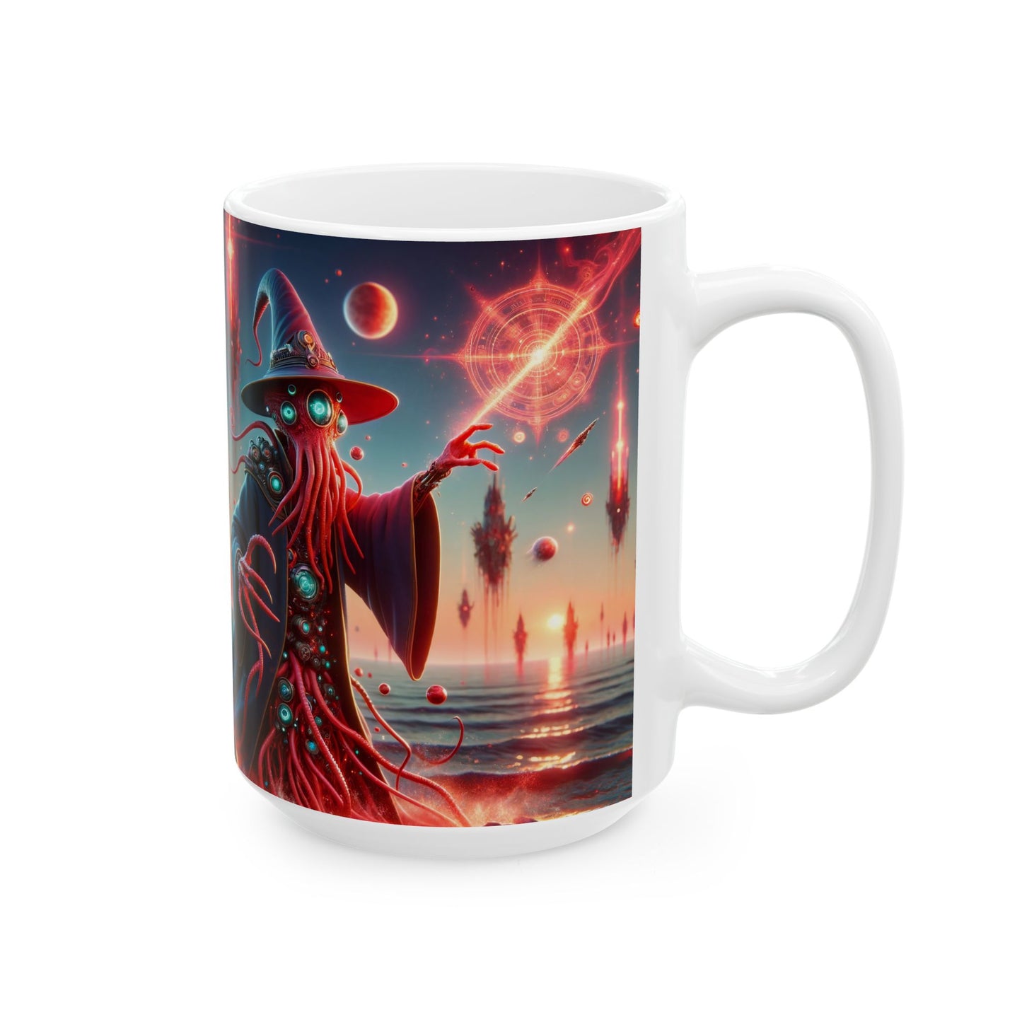 Taza | Cerámica | Blanca | Horror Cósmico | Mago Lovecraftiano