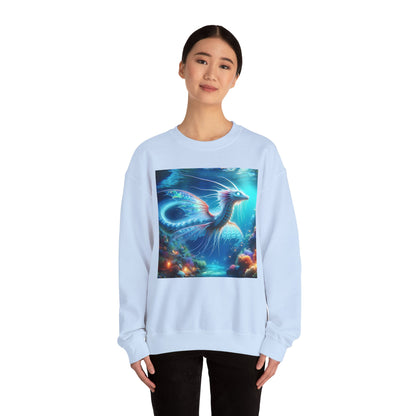 Bluza dresowa | Unisex | Okrągły dekolt | Gruba mieszanka | Mitologia morska | Ryujin | Smok wodny