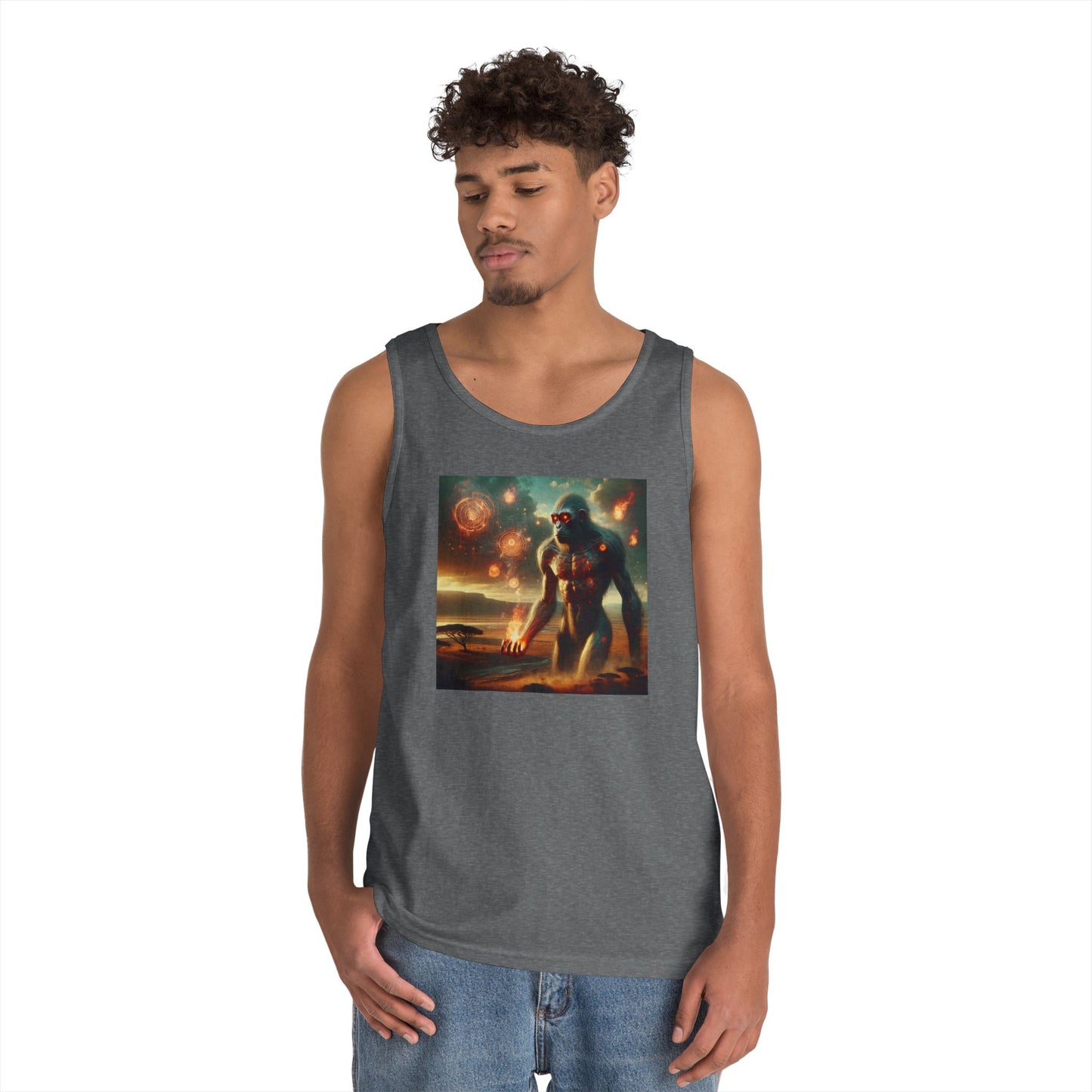 Tank Top | Unisex | Katun Tebal | Mitos Titan Api | Dewa Primordial