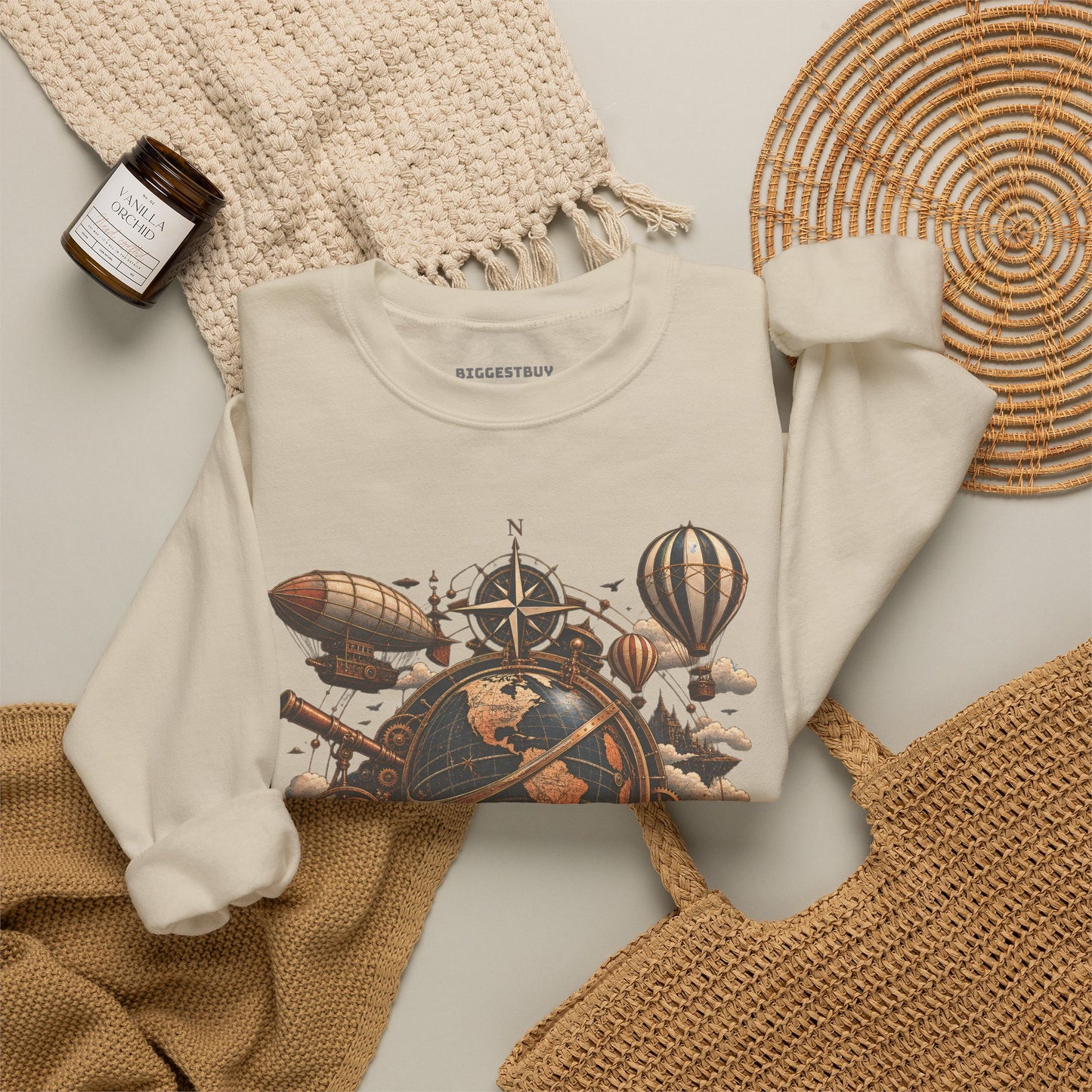 Steampunk Globe - Crewneck Sweatshirt