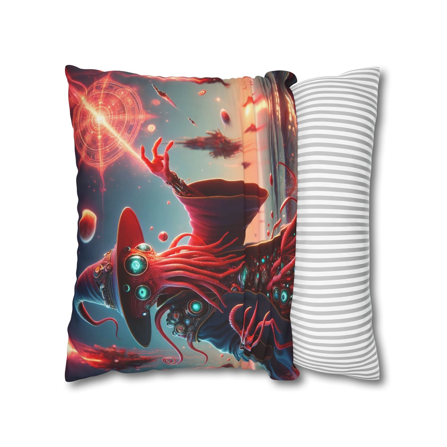 Kussensloop | Vierkant | Polyester canvas | Lovecraftiaanse Horror | Illithid