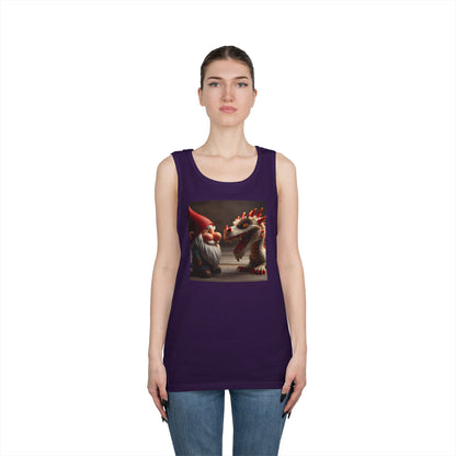 Camiseta de tirantes | Unisex | Algodón grueso | Fantasía Mitológica | Gnomo y Dragón
