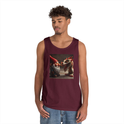 Camiseta de tirantes | Unisex | Algodón grueso | Fantasía Mitológica | Gnomo y Dragón