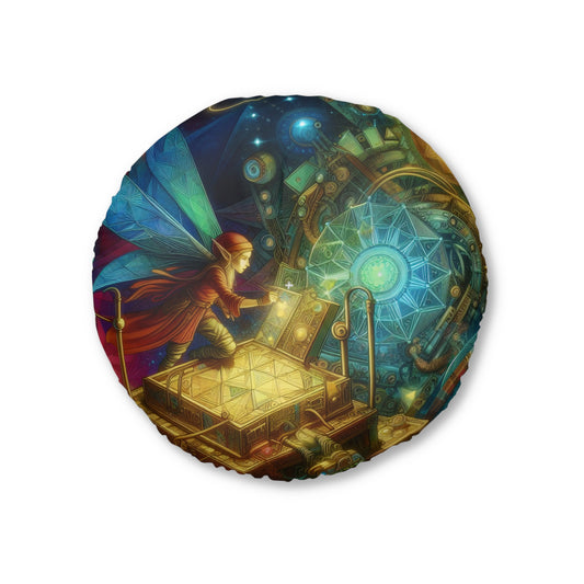 Almohada | Cojín de suelo | Con mechones | Redondo | Fantasía Elemental | Hada Geométrica
