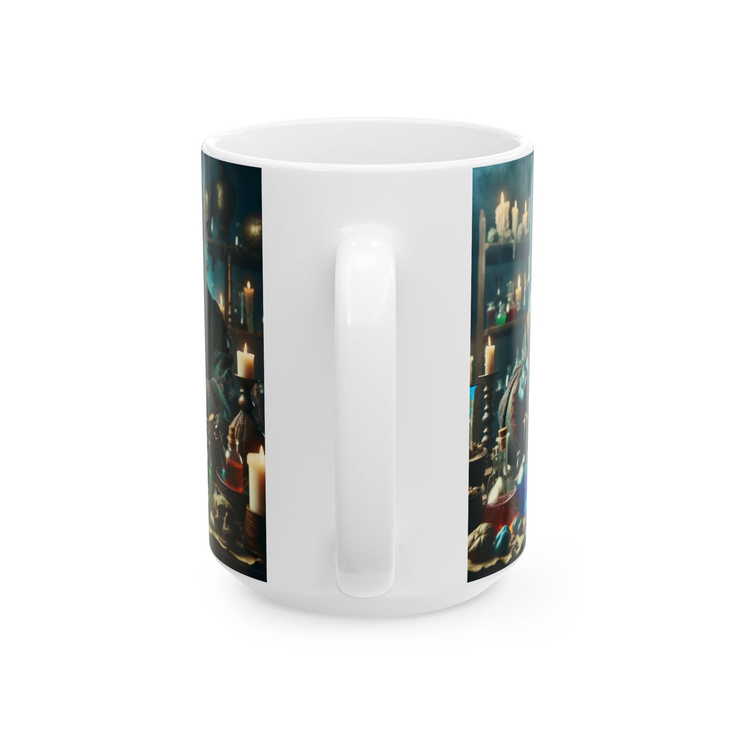 Taza | Cerámica | Blanca | Fantasía Alquímica | Djinn Azul