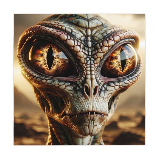 Reptilian Sci-Fi Alien Portrait on a Tablecloth