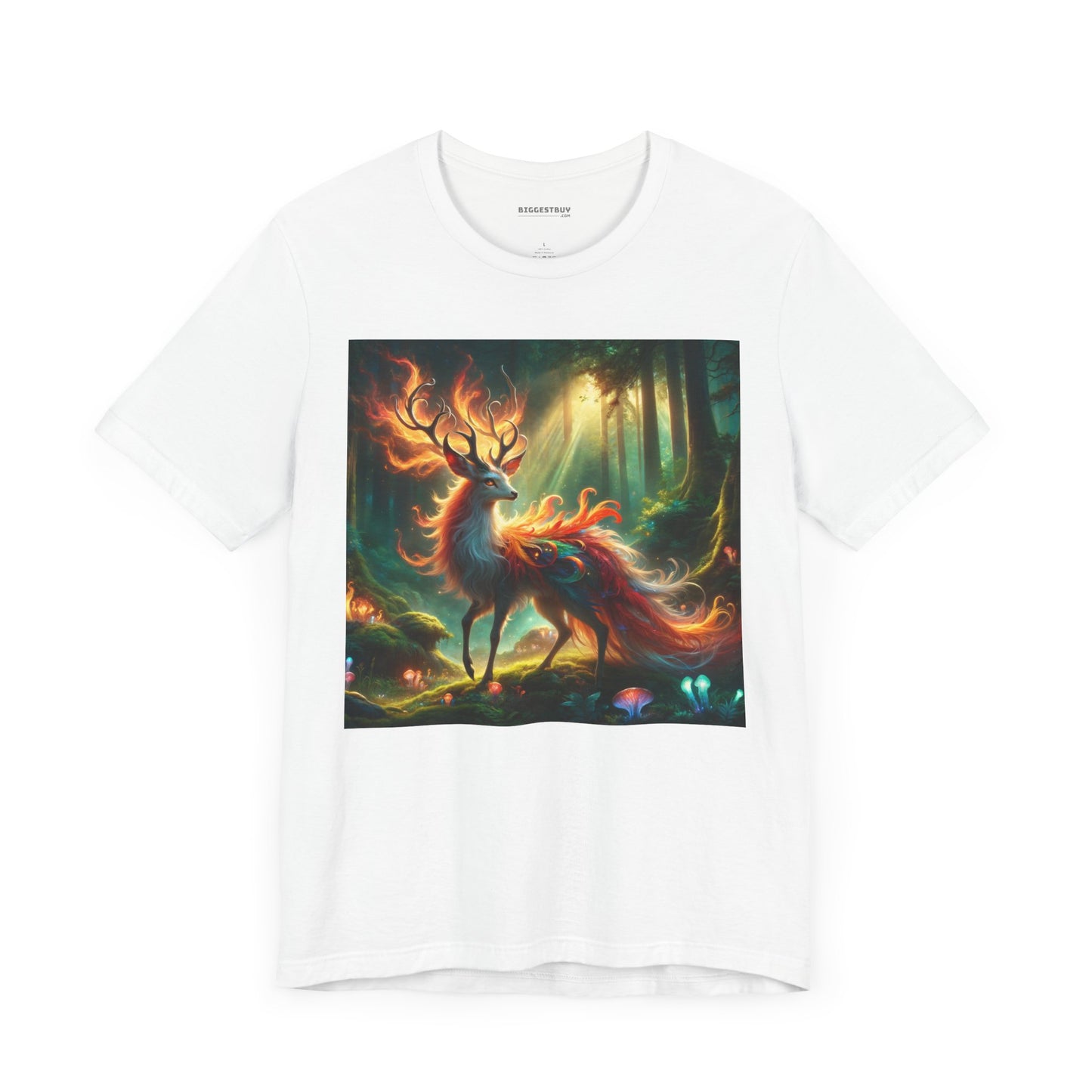 T-shirt | Unisex | Maglietta in jersey | Manica corta | Mitologia Fantastica | Cervo di Fuoco