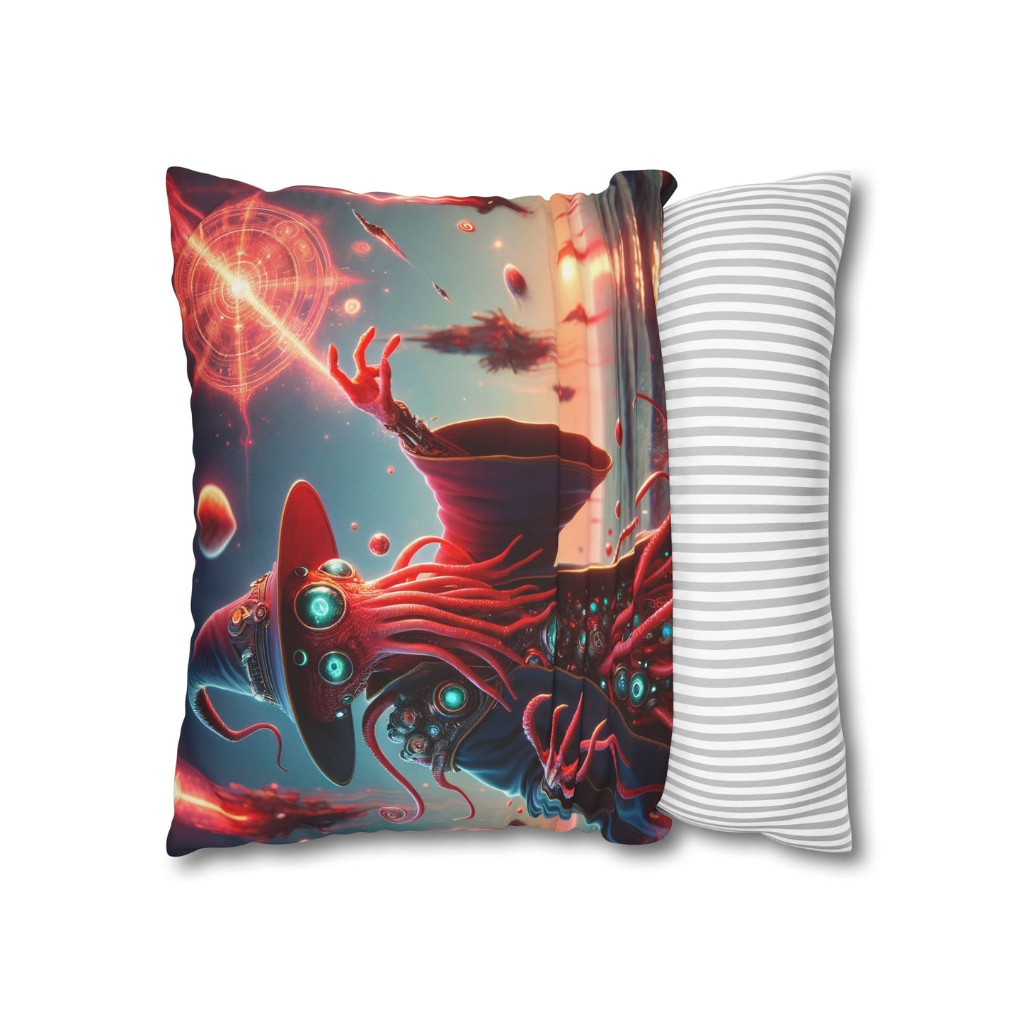 Kussensloop | Vierkant | Polyester canvas | Lovecraftiaanse Horror | Illithid