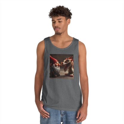 Camiseta de tirantes | Unisex | Algodón grueso | Fantasía Mitológica | Gnomo y Dragón