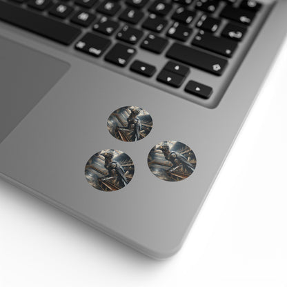 Stickerlabelrol | Rond | Steampunk | Klokwerk Mechanica | Raaf