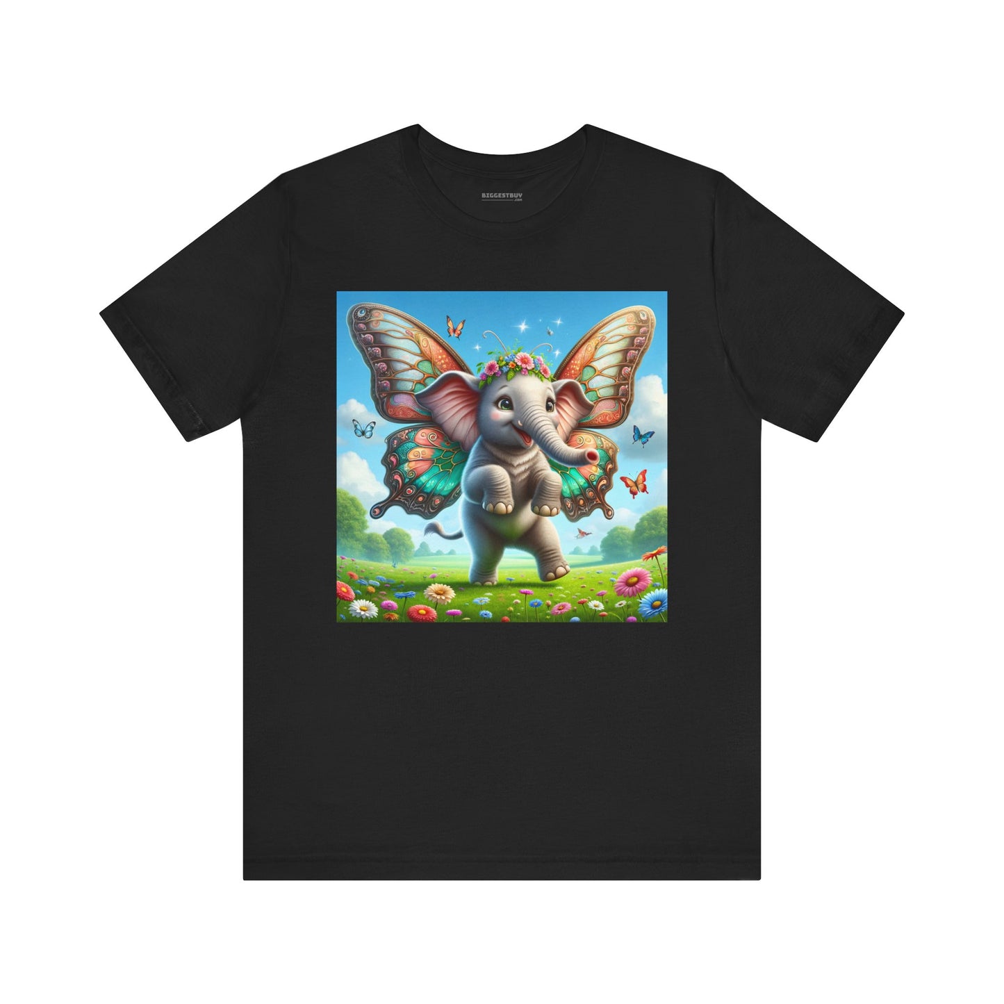 T-Shirt | Unisex | Kaos Jersey | Lengan Pendek | Fantasi Mitologi | Gajah Kupu-kupu