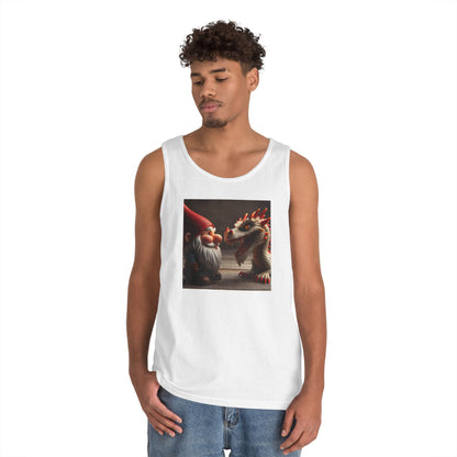 Camiseta de tirantes | Unisex | Algodón grueso | Fantasía Mitológica | Gnomo y Dragón