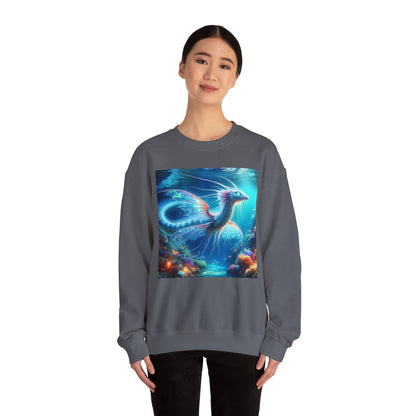Bluza dresowa | Unisex | Okrągły dekolt | Gruba mieszanka | Mitologia morska | Ryujin | Smok wodny