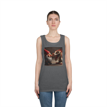 Camiseta de tirantes | Unisex | Algodón grueso | Fantasía Mitológica | Gnomo y Dragón