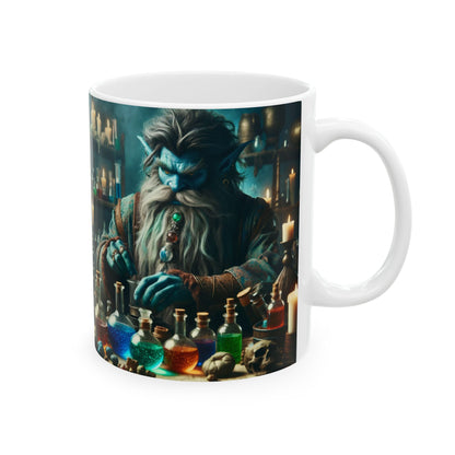 Taza | Cerámica | Blanca | Fantasía Alquímica | Djinn Azul