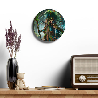 Wandklok | Acryl | Rond of vierkant | Eco-mystiek | Boswachter Sjamaan