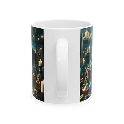 Taza | Cerámica | Blanca | Fantasía Alquímica | Djinn Azul