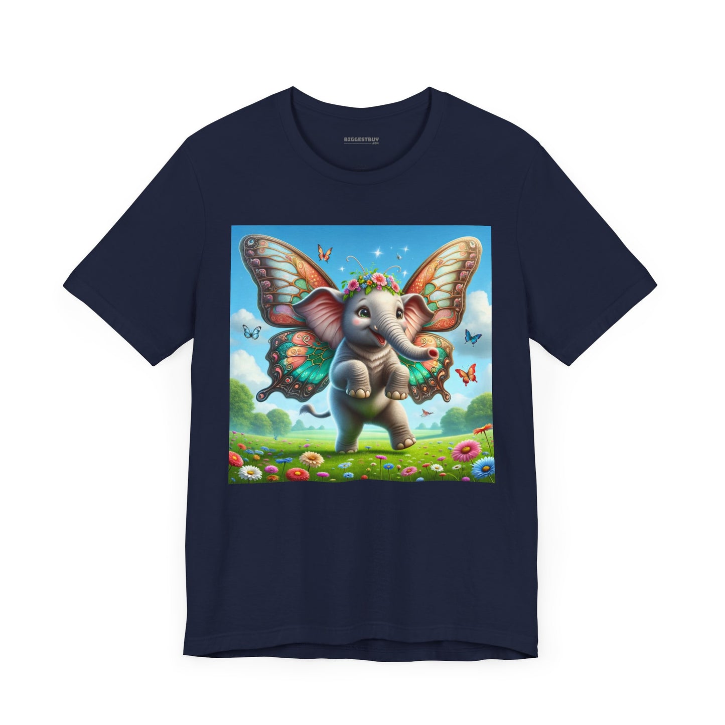 T-Shirt | Unisex | Kaos Jersey | Lengan Pendek | Fantasi Mitologi | Gajah Kupu-kupu