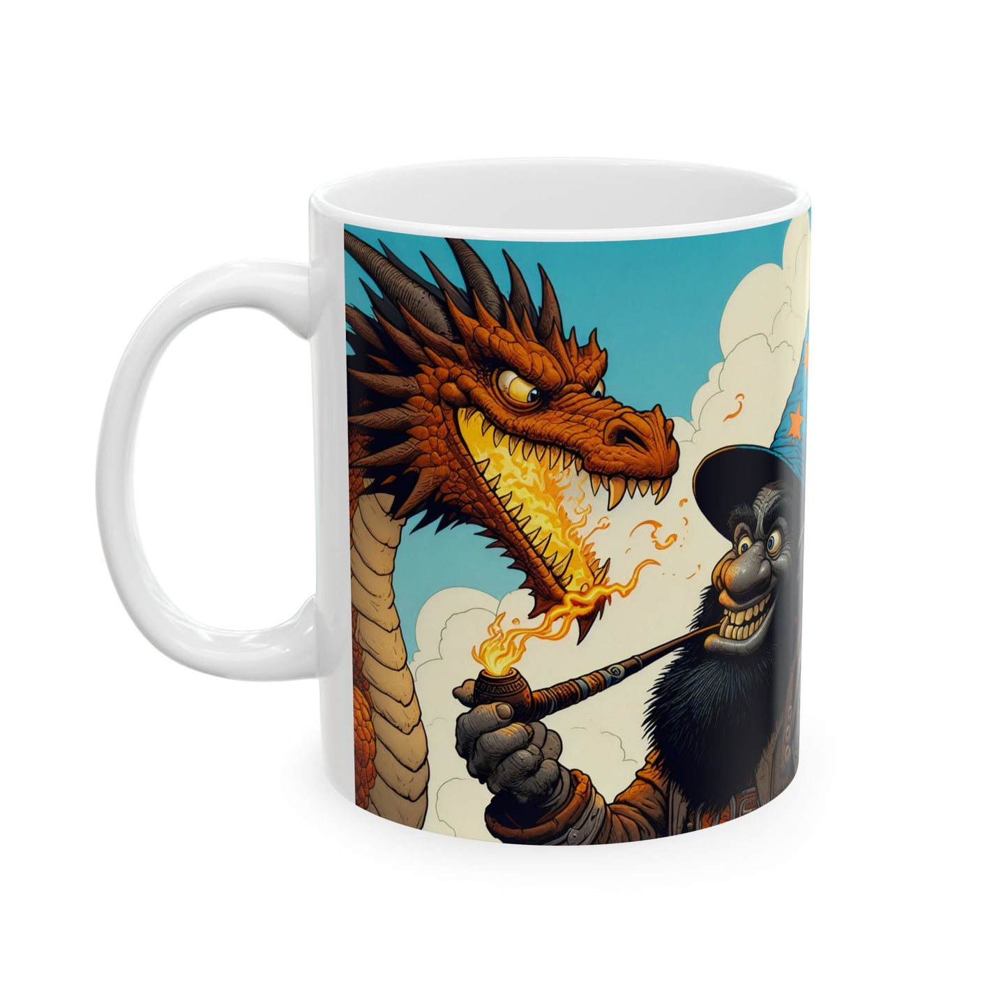 Taza | Cerámica | Blanca | Fantasía Épica | Duelo Mágico | Dragón