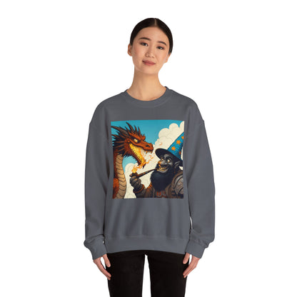 Bluza dresowa | Unisex | Okrągły dekolt | Gruba mieszanka | Heroiczne fantasy | Smok i czarodziej