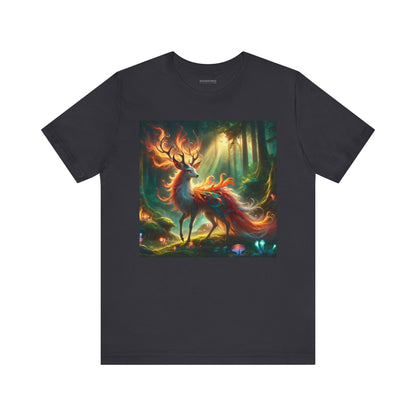 T-shirt | Unisex | Maglietta in jersey | Manica corta | Mitologia Fantastica | Cervo di Fuoco