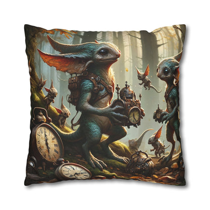 Kussensloop | Vierkant | Polyester canvas | Steampunk Feeën | Boswachters