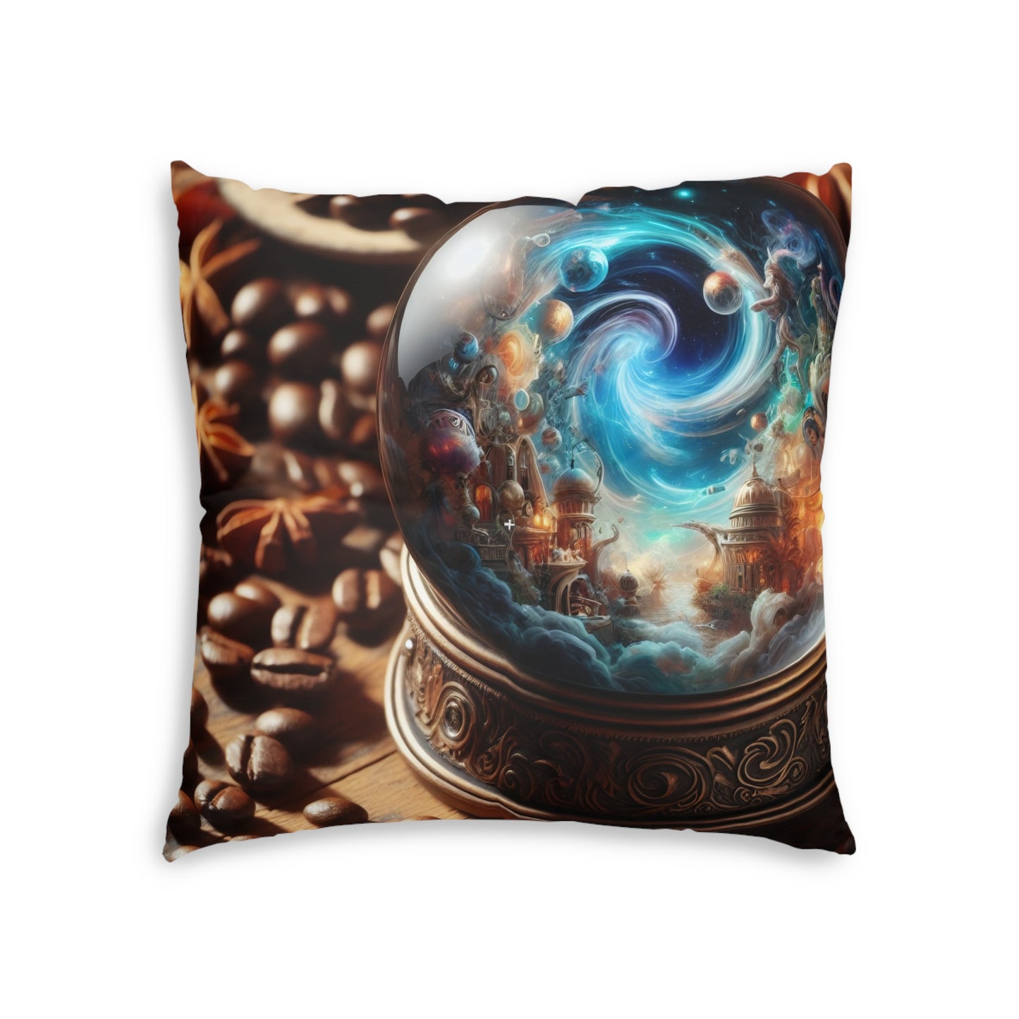 Kudde | Golvkudde | Tuftad | Fyrkantig | Kosmisk Fantasy | Snöglob | Cosmarium