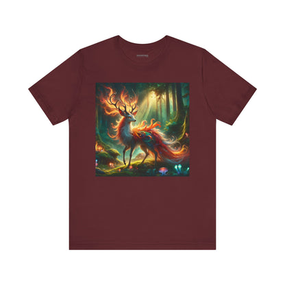 T-shirt | Unisex | Maglietta in jersey | Manica corta | Mitologia Fantastica | Cervo di Fuoco