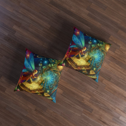 Almohada | Cojín de suelo | Con mechones | Cuadrado | Fantasía Elemental | Hada Geométrica