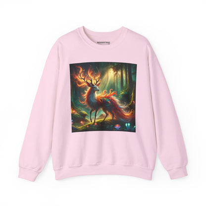 Bluza dresowa | Unisex | Okrągły dekolt | Gruba mieszanka | Mistyczna fantazja | Ognisty jeleń