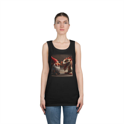 Camiseta de tirantes | Unisex | Algodón grueso | Fantasía Mitológica | Gnomo y Dragón