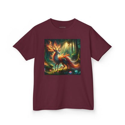 T-Shirt | Koszulka dziecięca | Ciężka bawełna | Mistyczna fantazja | Ognisty jeleń