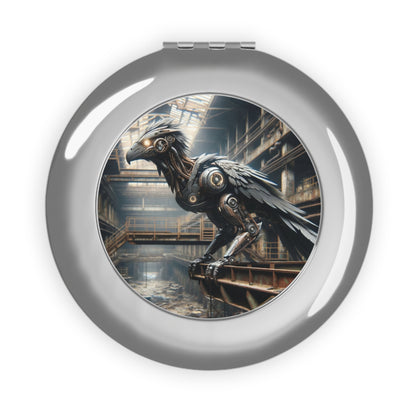Miroir | Miroir de voyage | Compact | Steampunk | Rétrofuturisme | Corbeau