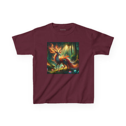 T-Shirt | Koszulka dziecięca | Ciężka bawełna | Mistyczna fantazja | Ognisty jeleń