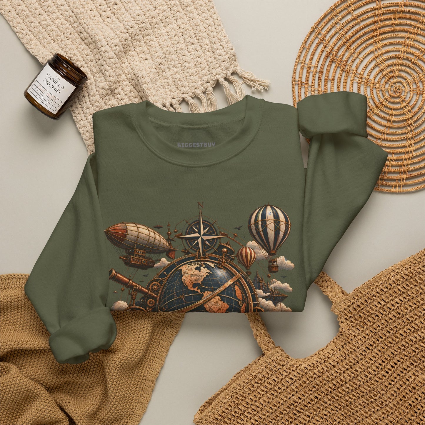 Steampunk Globe - Crewneck Sweatshirt