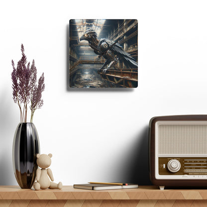 Horloge murale | Acrylique | Ronde ou carrée | Steampunk | Rétrofuturisme | Corbeau