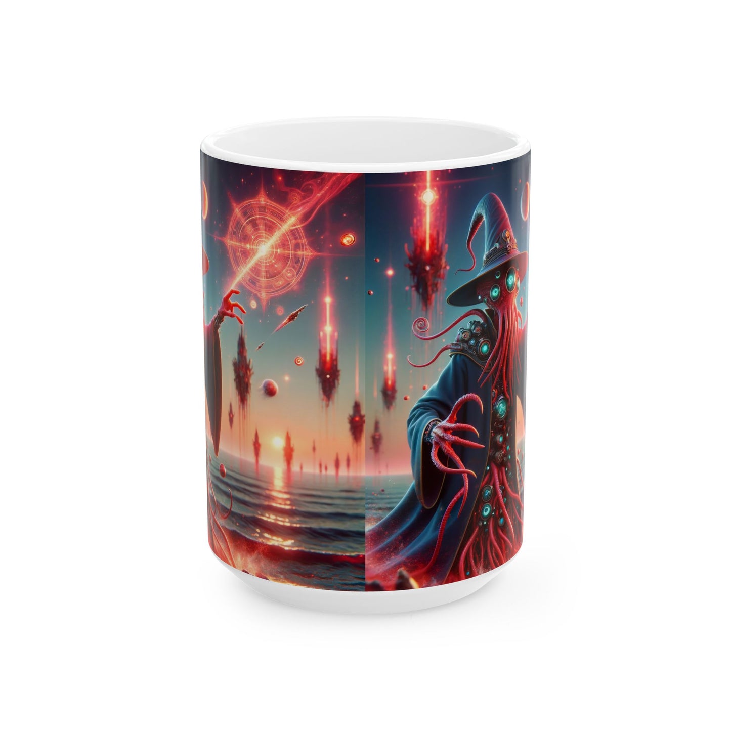 Taza | Cerámica | Blanca | Horror Cósmico | Mago Lovecraftiano