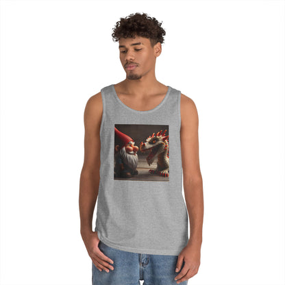 Camiseta de tirantes | Unisex | Algodón grueso | Fantasía Mitológica | Gnomo y Dragón