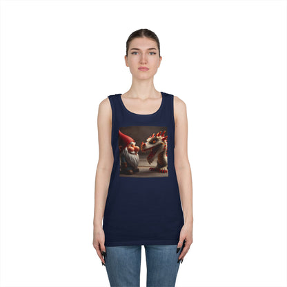 Camiseta de tirantes | Unisex | Algodón grueso | Fantasía Mitológica | Gnomo y Dragón