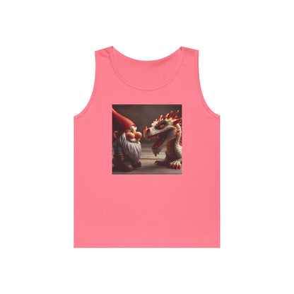 Camiseta de tirantes | Unisex | Algodón grueso | Fantasía Mitológica | Gnomo y Dragón