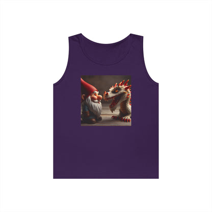 Camiseta de tirantes | Unisex | Algodón grueso | Fantasía Mitológica | Gnomo y Dragón