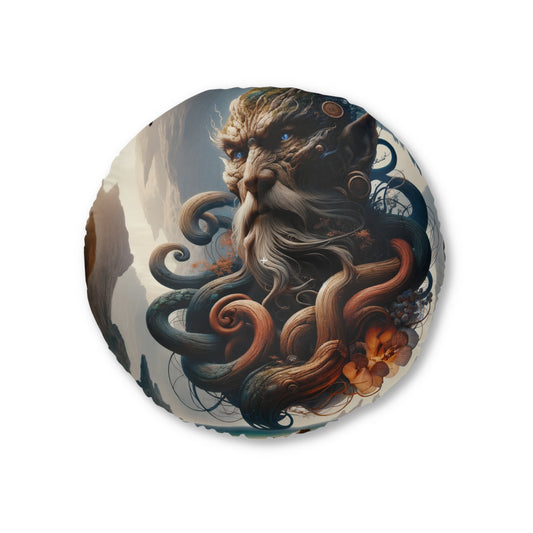 Almohada | Cojín de suelo | Con mechones | Redondo | Mitología Oceánica | Deidad Marina