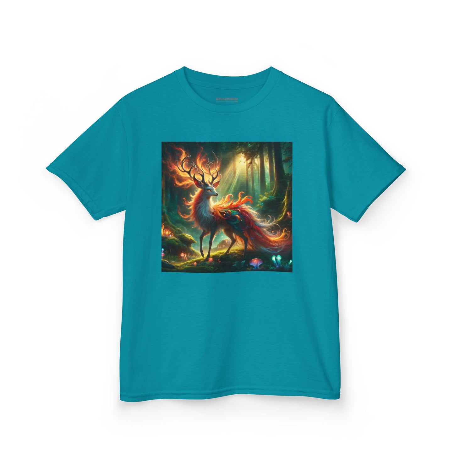 T-Shirt | Koszulka dziecięca | Ciężka bawełna | Mistyczna fantazja | Ognisty jeleń