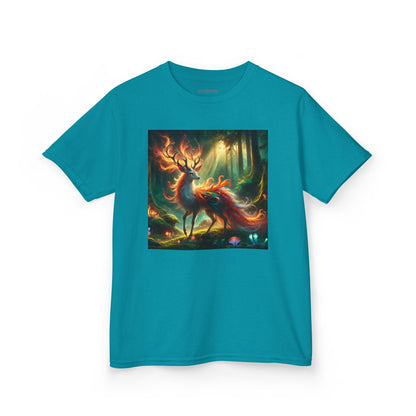 T-Shirt | Koszulka dziecięca | Ciężka bawełna | Mistyczna fantazja | Ognisty jeleń